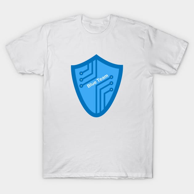 Cybersecurity Blue Team Shield Circuits Gamification Logo T-Shirt by FSEstyle